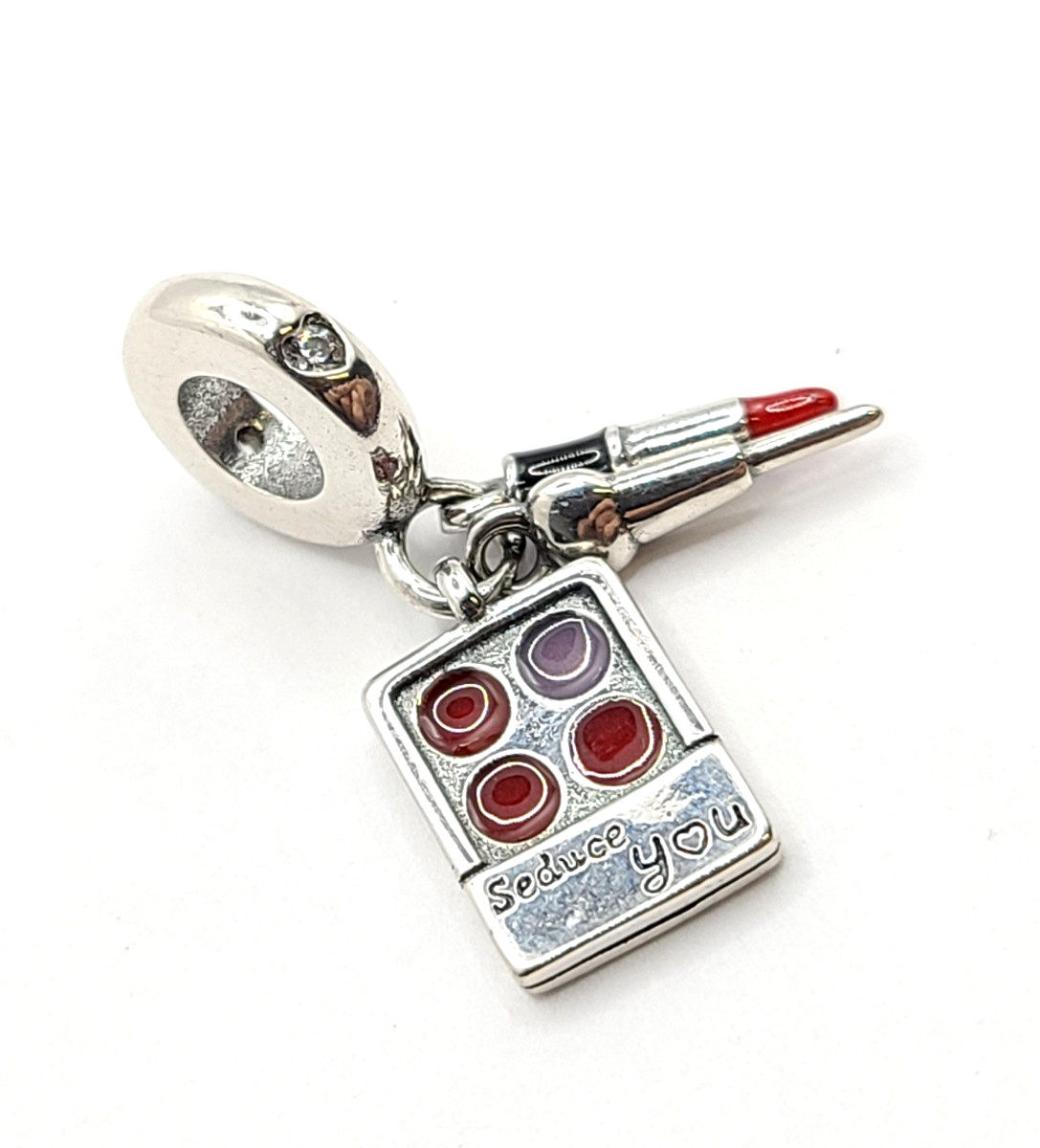 Sterling Silver 925 Makeup Lipstick Palette Charm For Bracelet Or Necklace