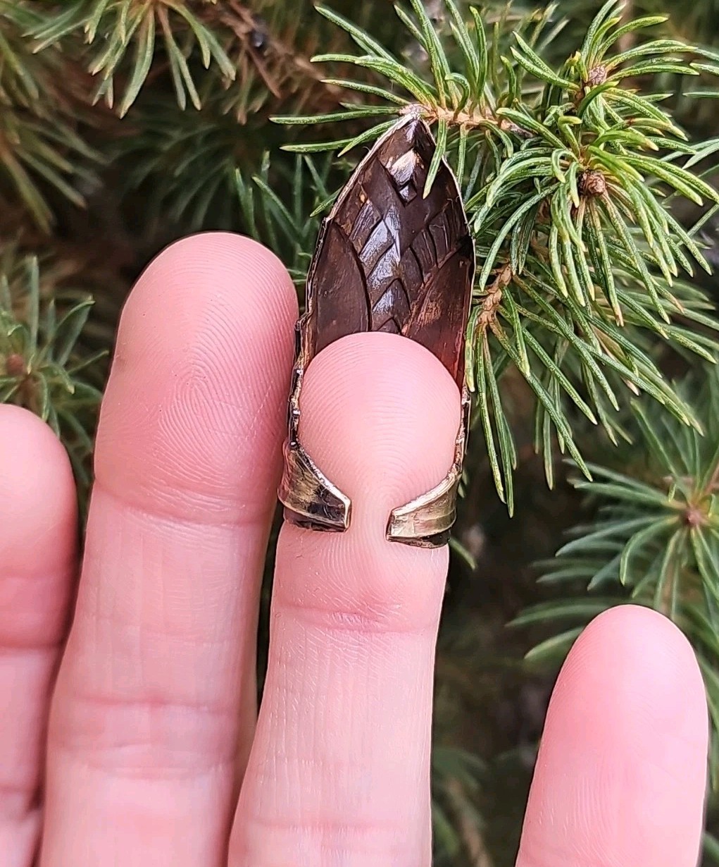 Dragon Scale Brass Claw Armor Ring Nail Tip Style Czech Glass Us Artist Made