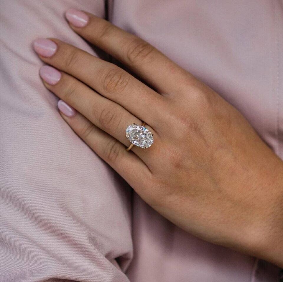 3.00Ct Oval Lab Created Diamond Solitaire Engagement Ring 14K Yellow Gold Plated