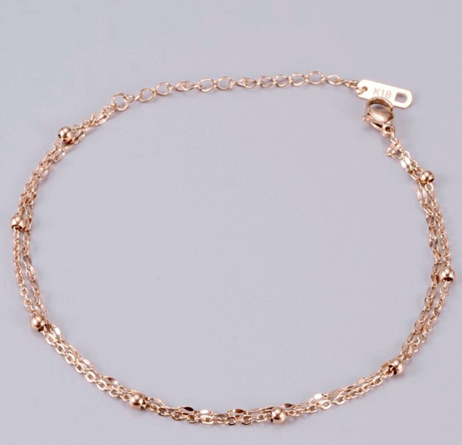 Titanium Stainless Steel Delicate Double Bead Twist Chain Anklet Bracelet 8-9.6″