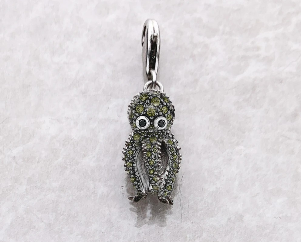 Baby Octopus 925 Sterling Silver Black Onyx Charm Pendant Lobster Lock