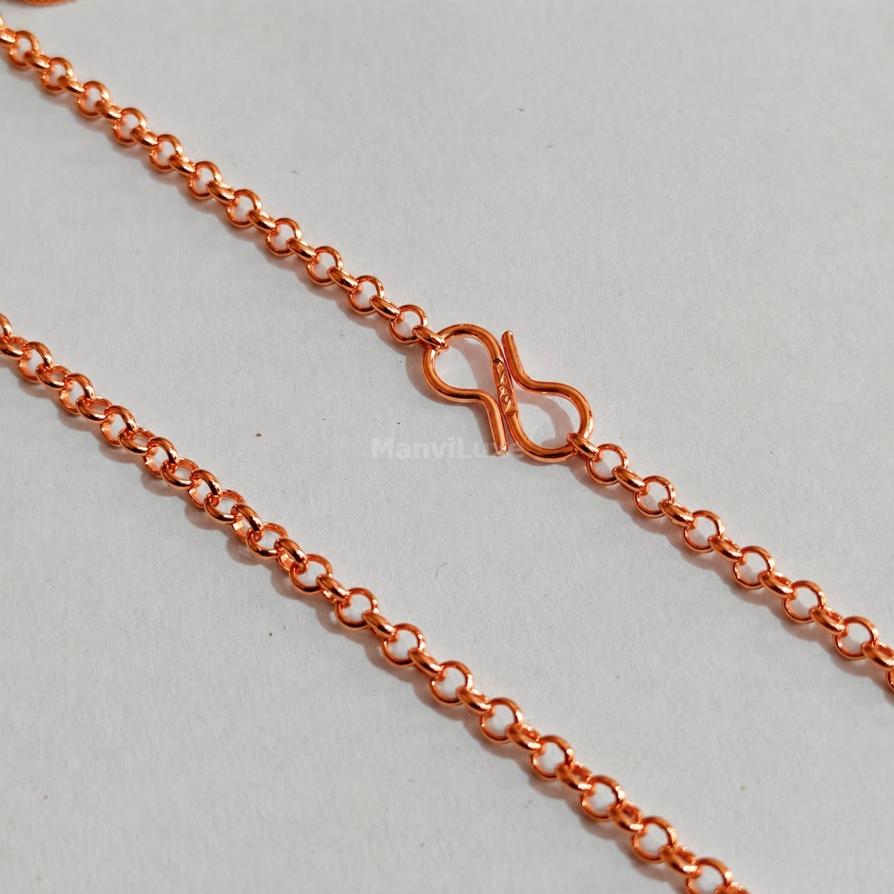 8″ Manvi Luxe Pure Copper Chain for Men & Women | Classic Round Rolo Chain