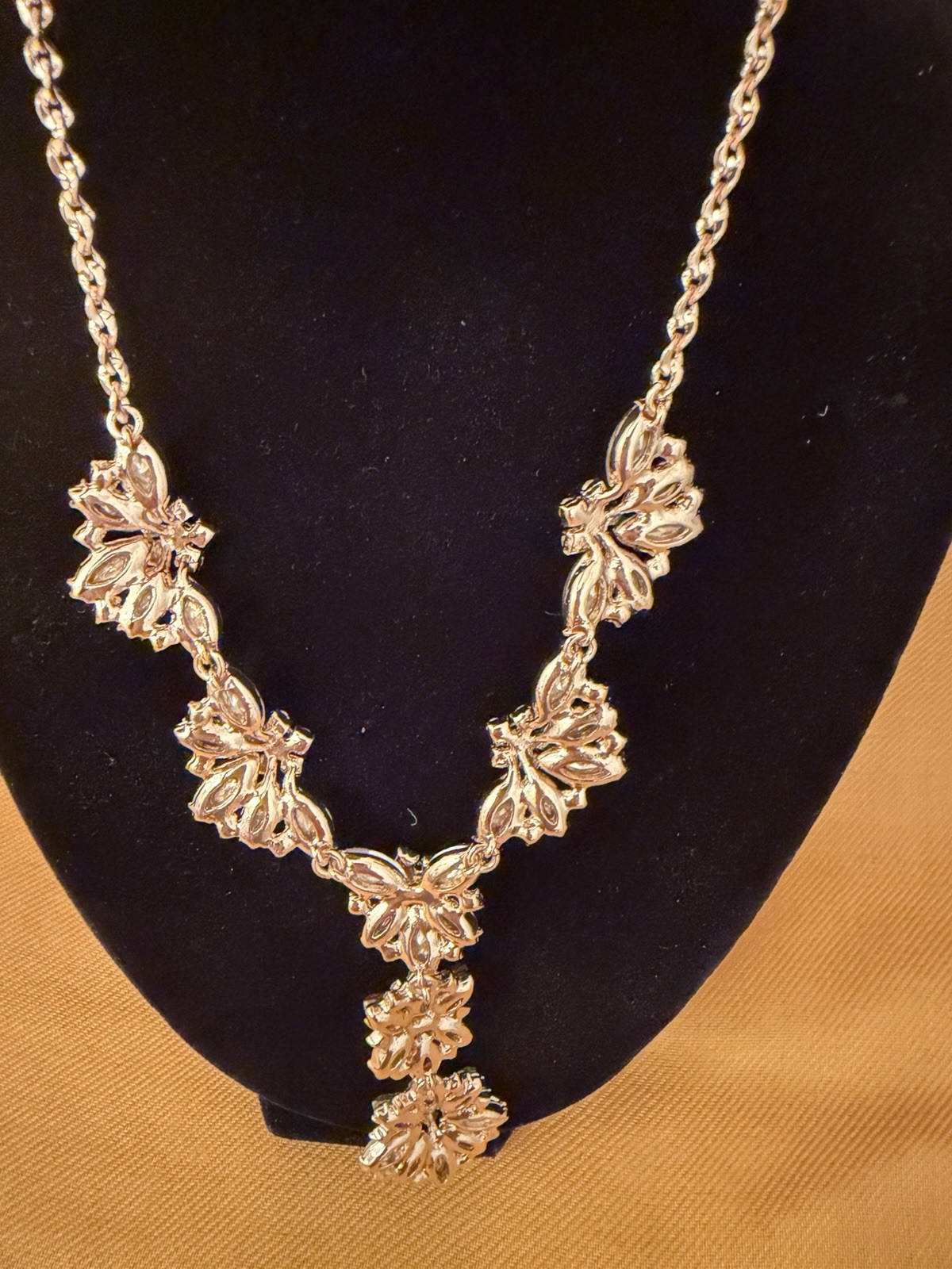 Charter Club Statement Y-Drop Crystal Flower Necklace Pink Green Gold Tone