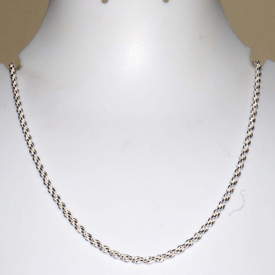 Twisted Rope Chain 925 Silver Plated Ethnic Handmade Chain Necklace Size 18″ JW