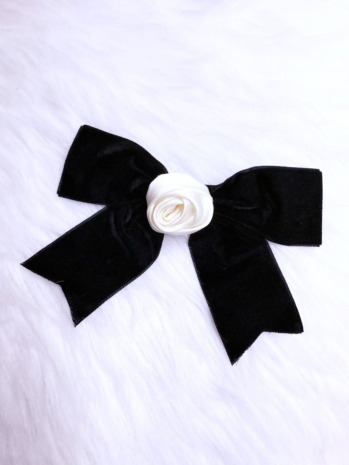 Satin Rose Flower Black Ribbon Bow Brooch Pin New Handmade Gift