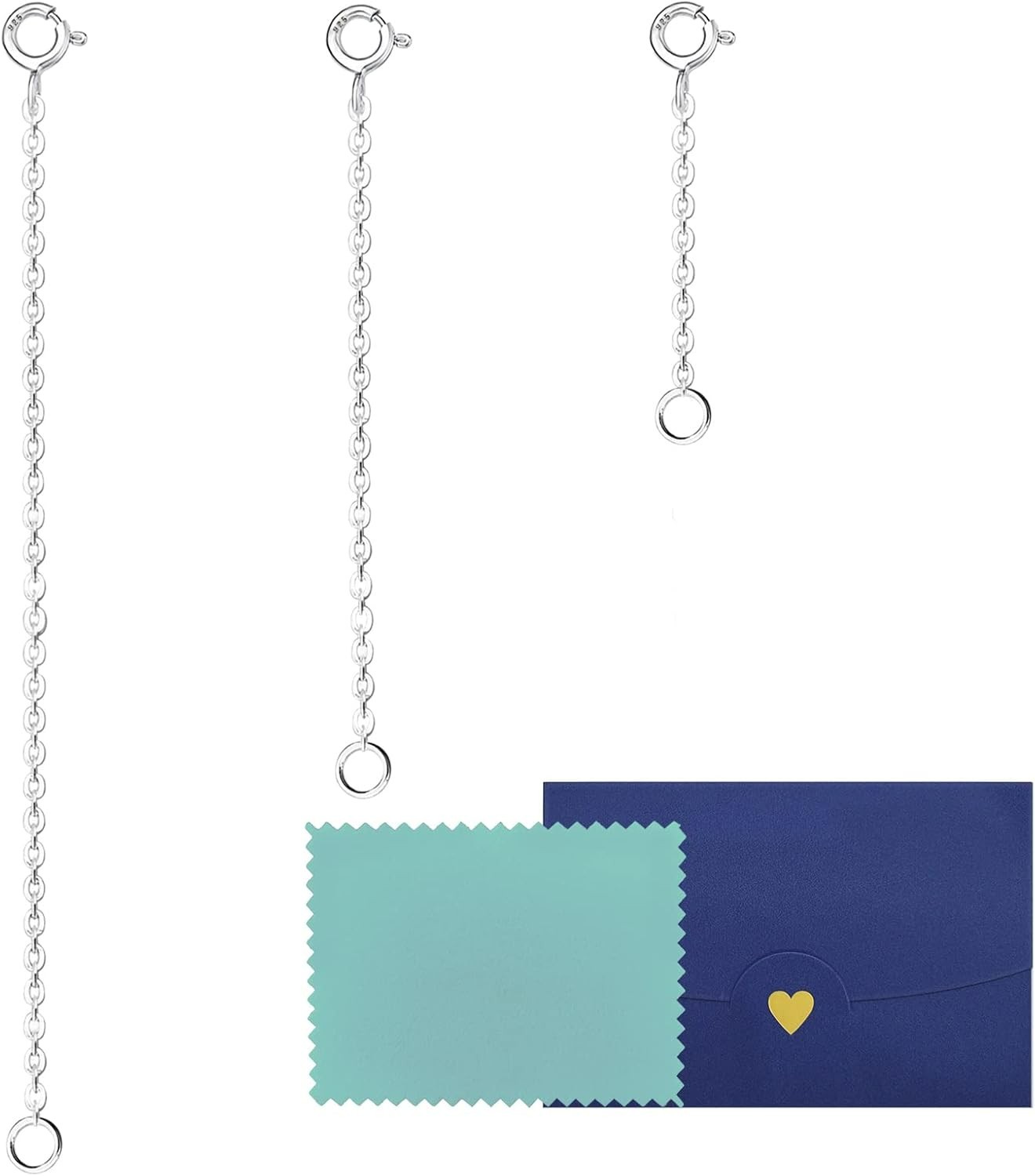 3 Pcs 925 Sterling Silver Necklace Extender, Durable Chain Extenders, Necklac…