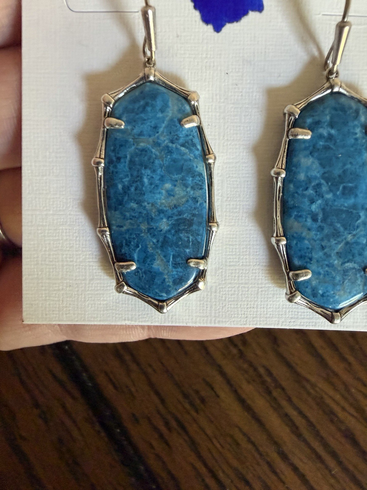 Kendra Scott Elle Drop Earrings silver Tone Bronze Veined Turquoise Magnesite