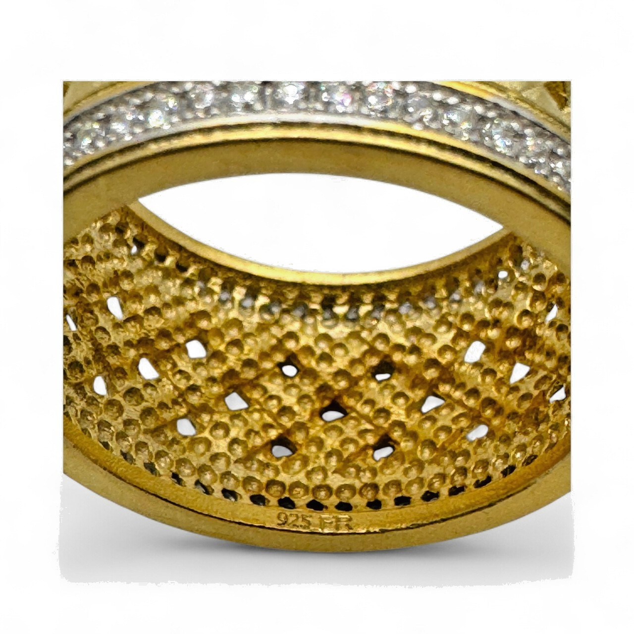 Freida Rothman Gold-Plated 925 Sterling Silver Lattice Ring Size 9 NEW $225