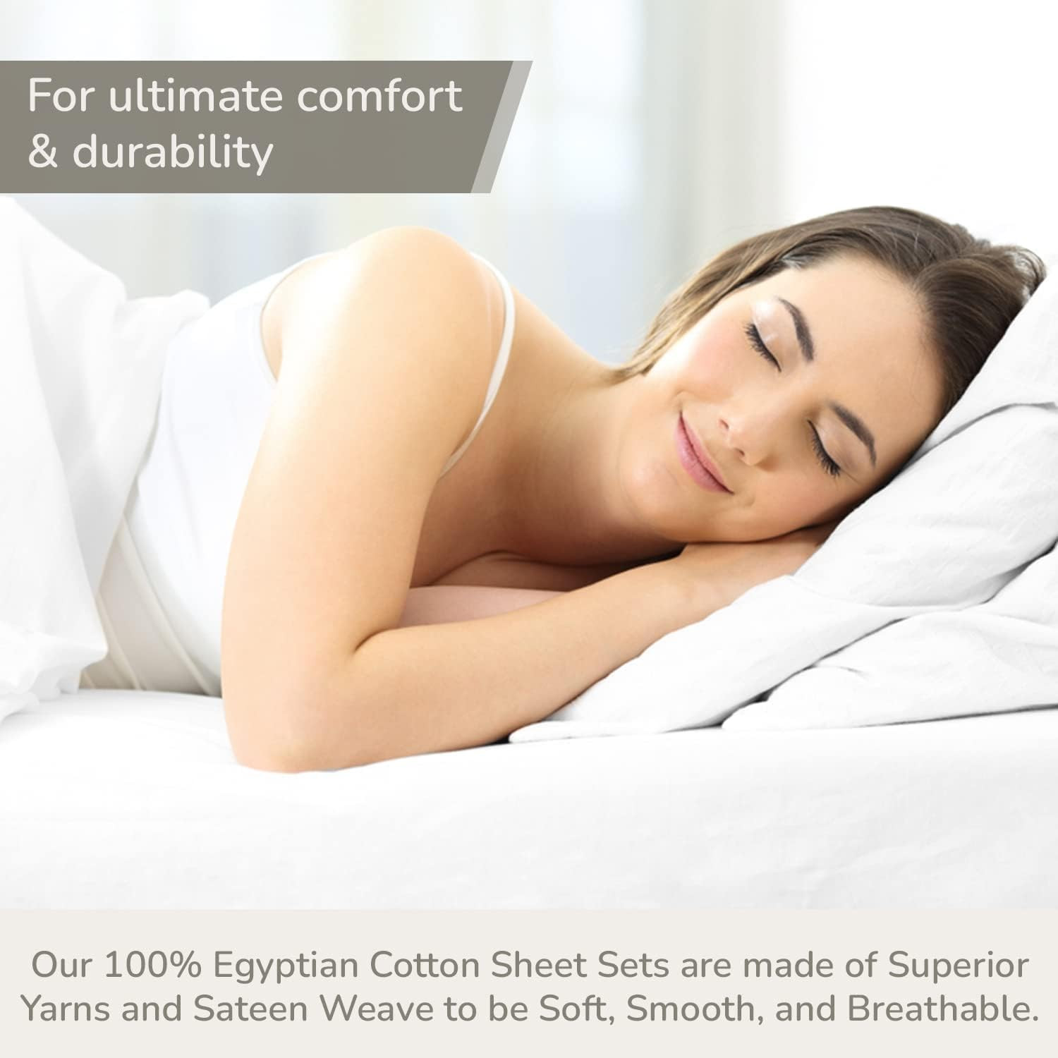 100% Egyptian Cotton Split King Sheets Sets for Adjustable Bed White – Luxury Ho