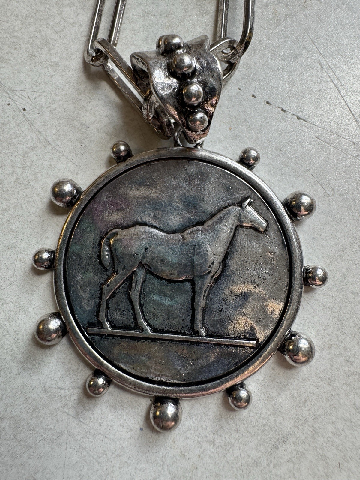 Fidelity Horse Coin Silver Paperclip Necklace NEW **READ DESCRIPTION**