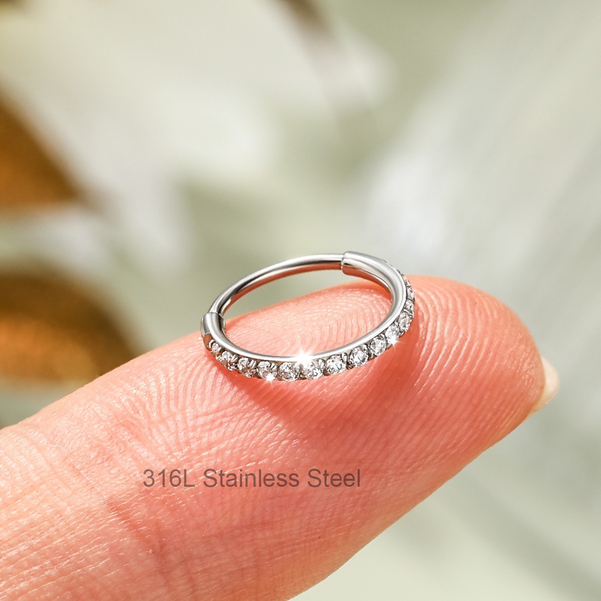Septum Clicker Surgical Steel CZ 20G 18G 16G Helix Cartilage Lobe Snug Piercing