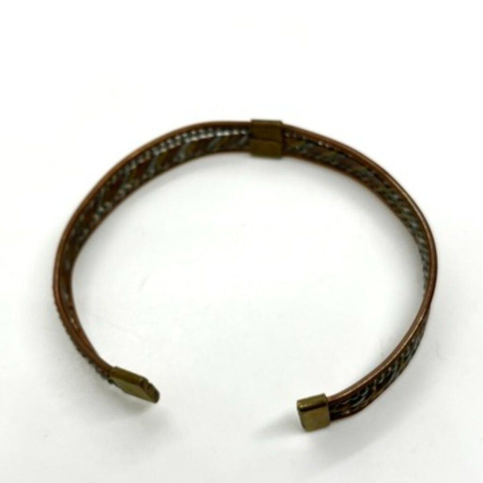 VINTAGE BOHO COPPER Multi Tone Braided Cuff Bracelet Brass Silver Tone