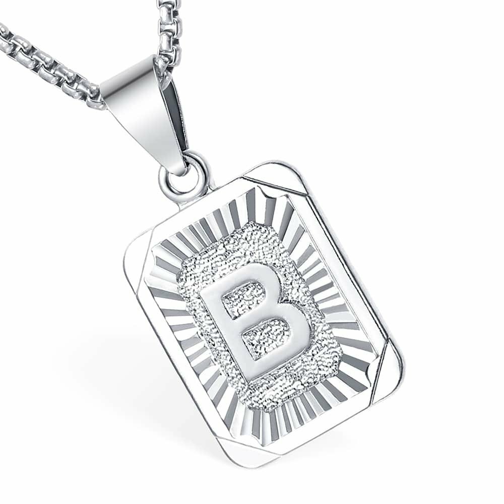 Initial Letter Name Necklace Pendant Gold Plated Stainless Steel Chain Unisex