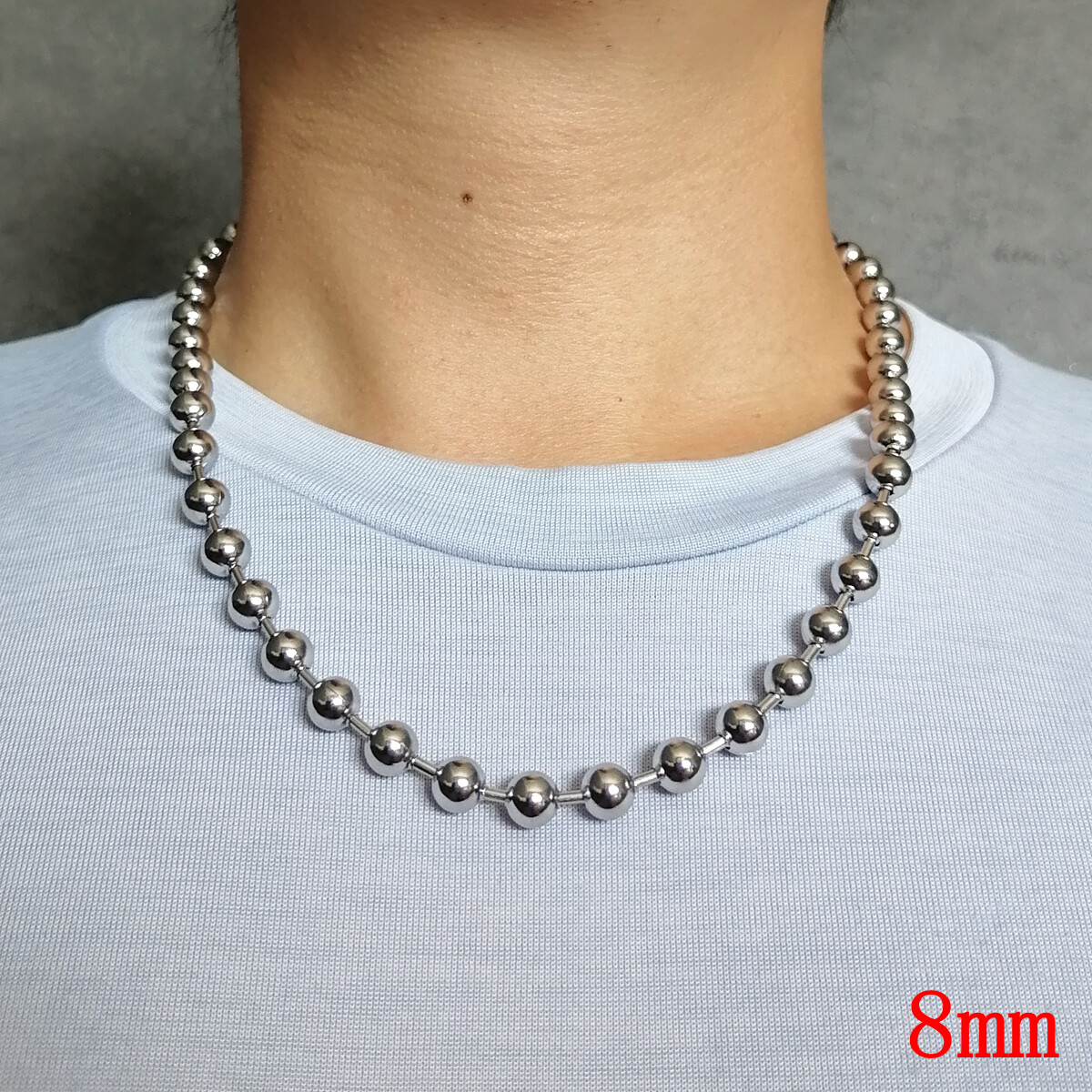 Punk Ball Chain Necklace 316L Stainless Steel, 2000’s Y2K Large bead jewelry