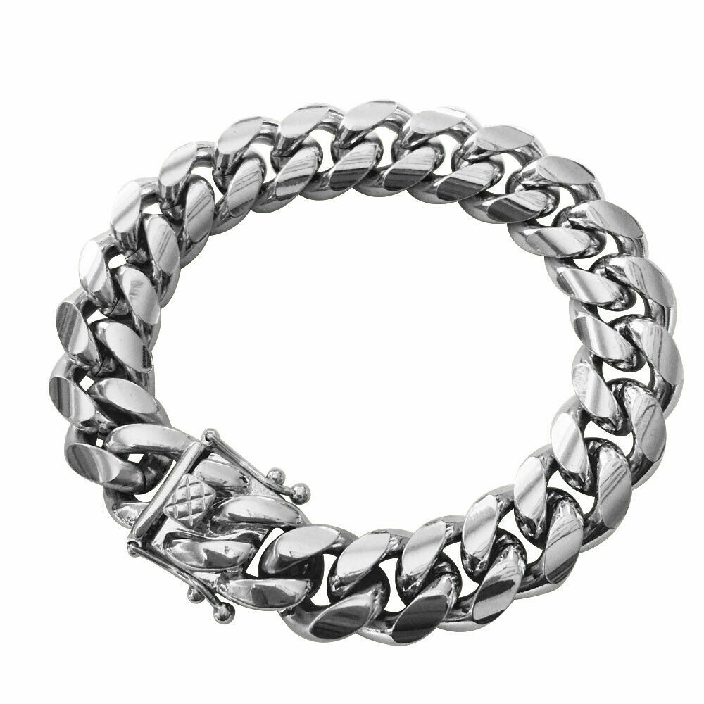 Men’s Miami Cuban Link Chain Or Bracelet SOLID Stainless Steel 8MM-14MM