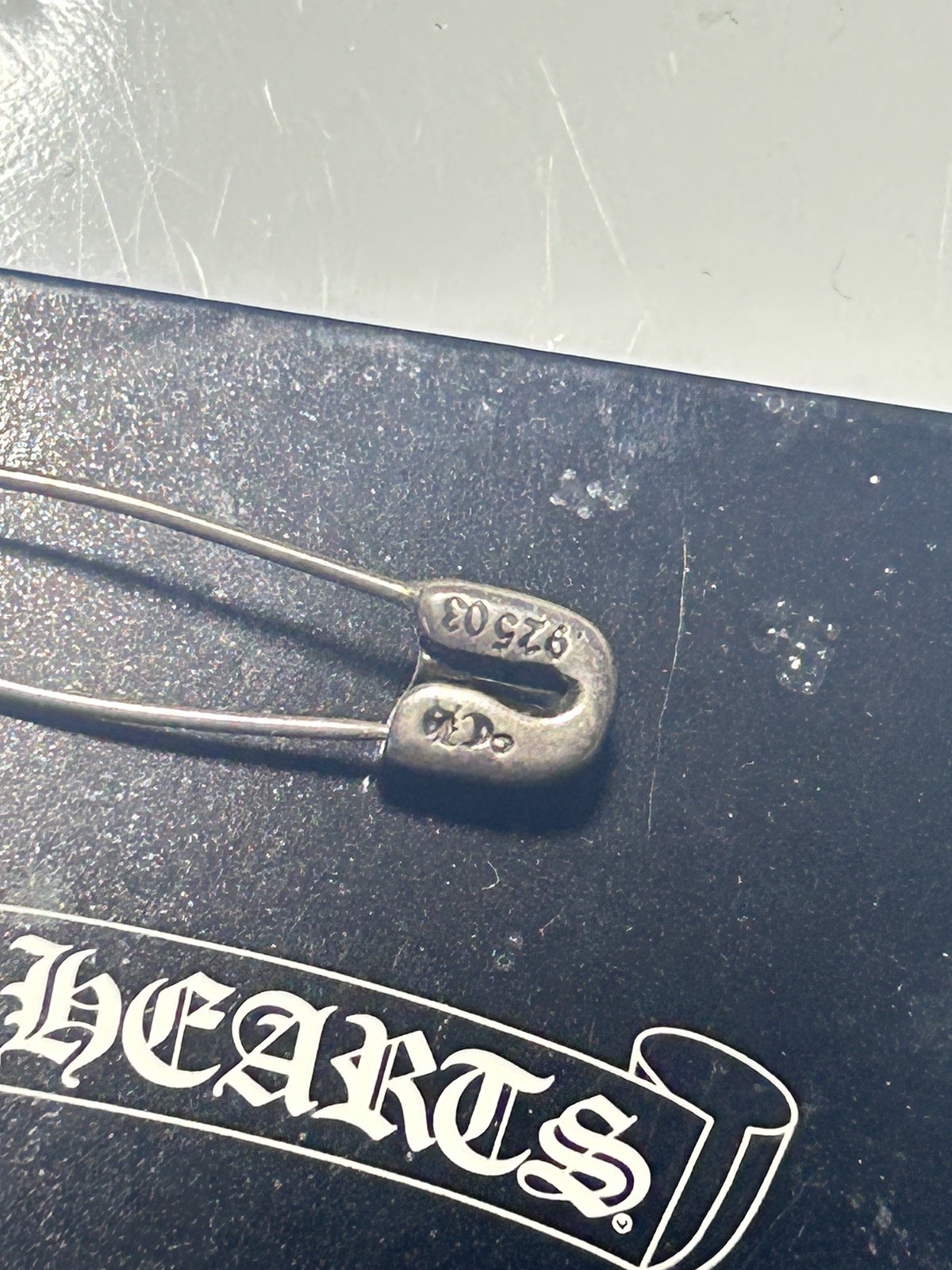 Authentic Chrome Hearts Small Safety Pin Earring + CH Cloth .925 Silver