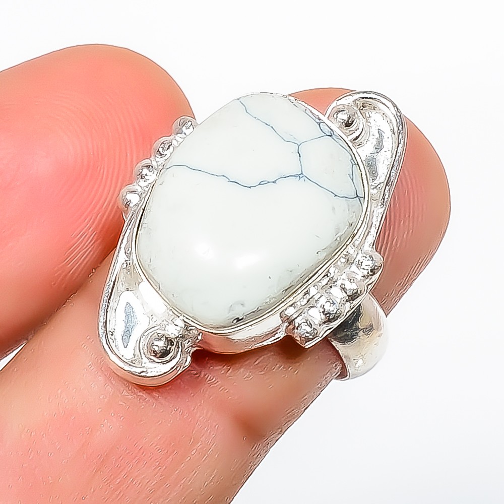 Natural Howlite – Usa Gemstone 925 Silver Plated Ring s.7.5 TR7508-36