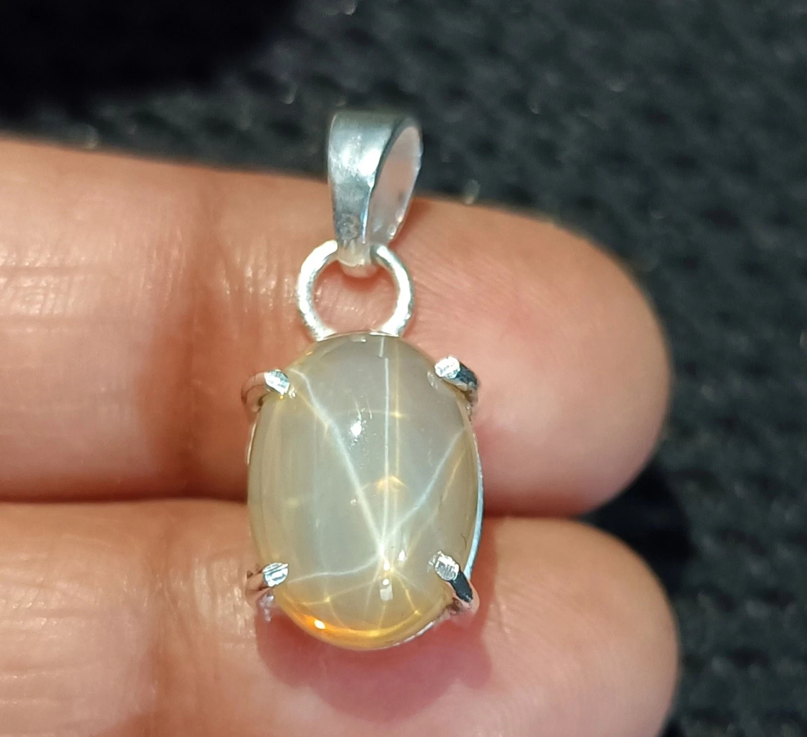 6 Ray 15.20 Ct Yellow Star Sapphire Sterling Silver Pendant GORGEOUS jewelry