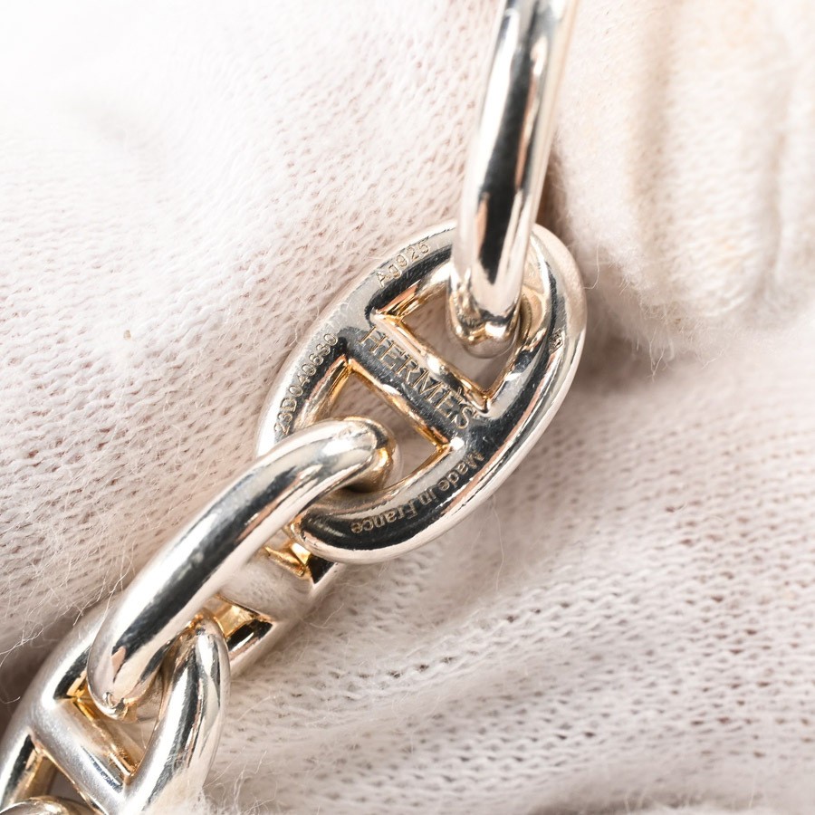 Hermes Chene Dunkle PM Silver Bracelet 8.6mm Wide, Approx. 5.5 in Inner Circumfe