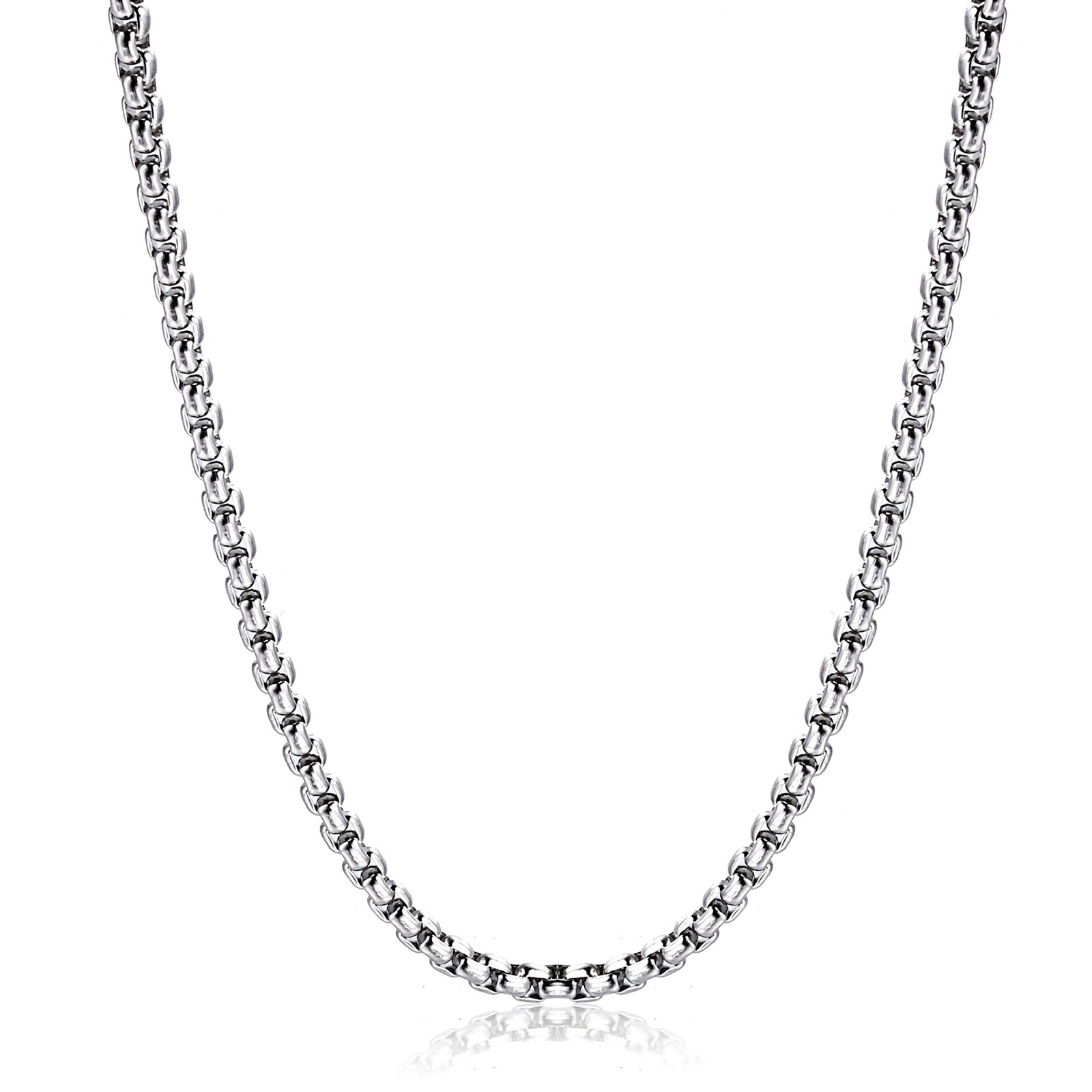 6 mm 24 In Square Rolo Stainless Steel Chain Necklace Round Box Necklace Men …