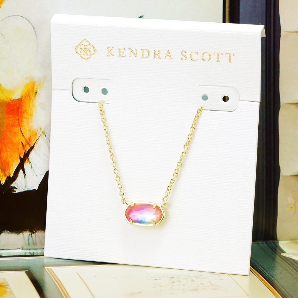 NWOT Kendra Scott Grayson Watercolor Illusion Small Pendant Necklace Gold Tone