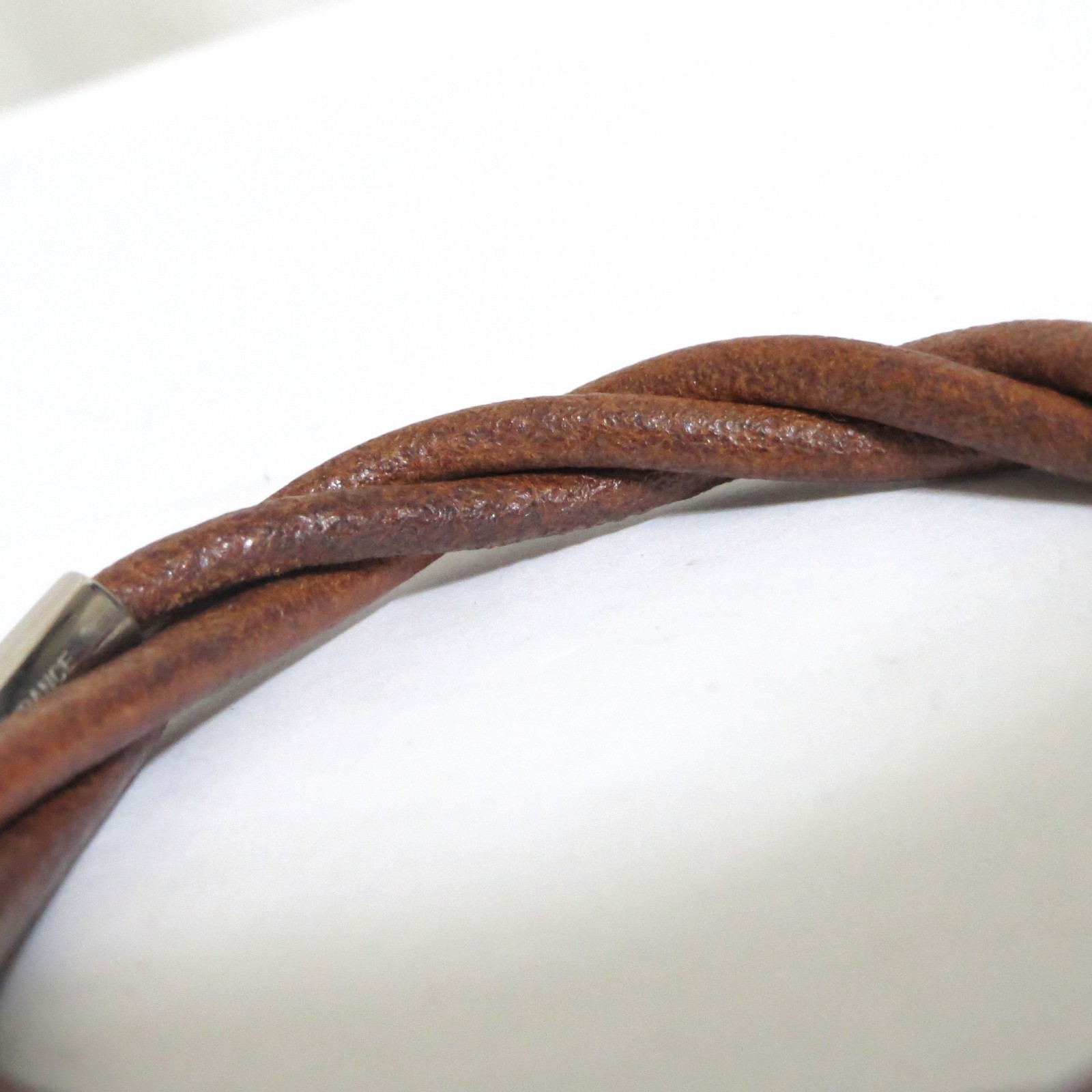 Authentic HERMES Tornado Bangle Bracelet Brown Leather 17.3cm/6.8″ in Box