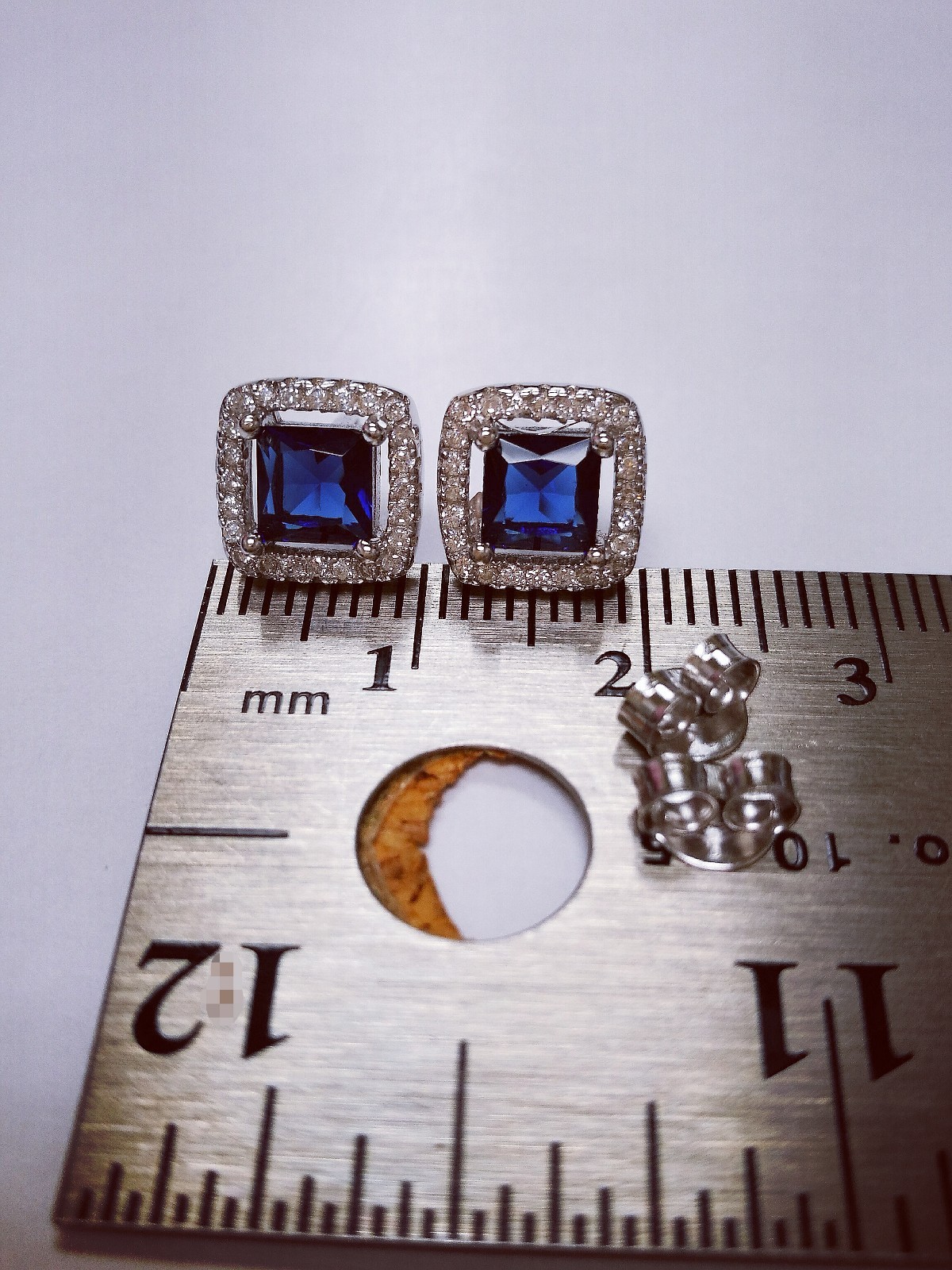 2 Ct Halo Earrings with Simulated Diamond and Sapphire in 14K White Gold plated