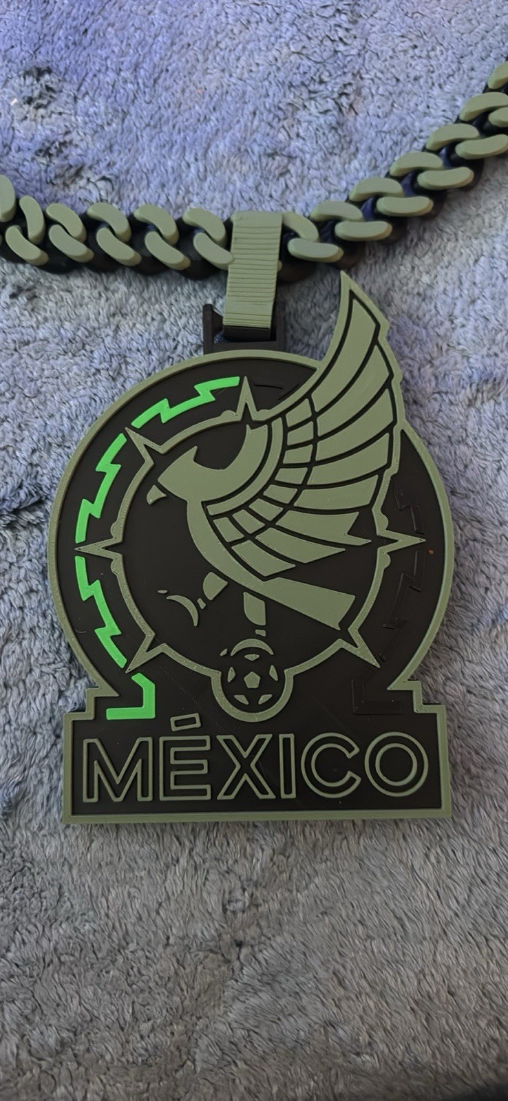Mexico Theme Charm Pendant Cuban Link Chain Necklace Plastic Green Black