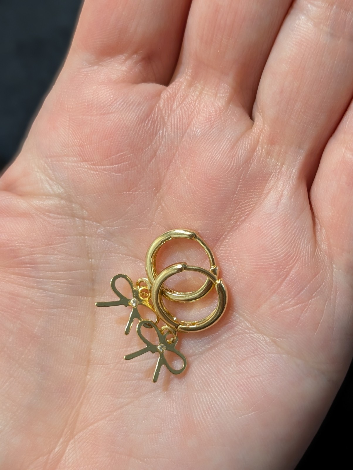Gold Tone Dangle Earrings 2 Sets