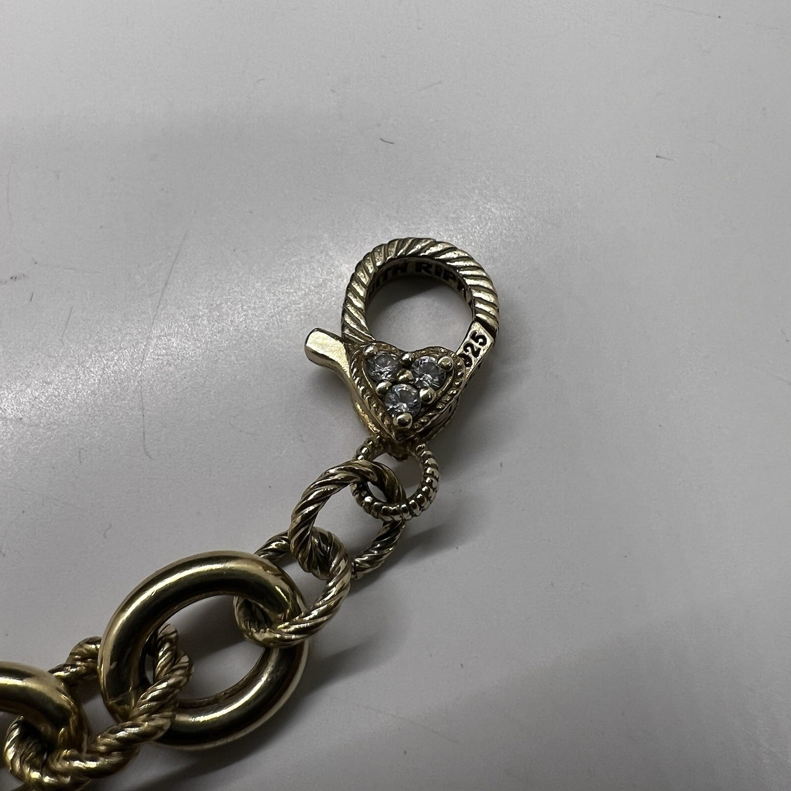 Judith Ripka Sterling Silver CZ Accents Gold Plated Verona Romance Link Bracelet