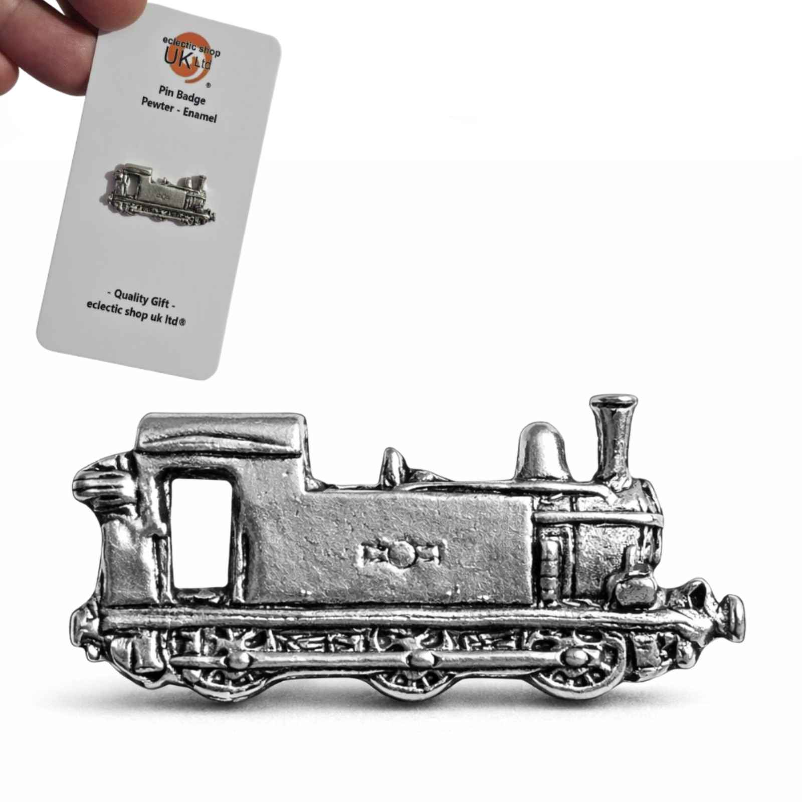 Steam Train Pin Badge Pewter Railway Transport Brooch Hat Bag Lapel Jewellery