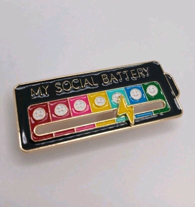 4Pcs My Social Battery Mood Brooch Pin Enamel Lapel Pins for Backpack Collar Hat