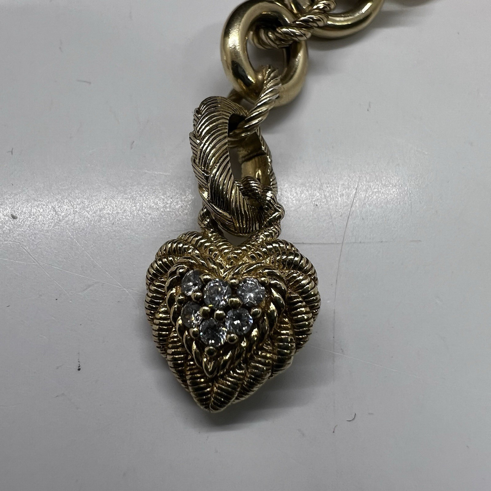 Judith Ripka Sterling Silver CZ Accents Gold Plated Verona Romance Link Bracelet