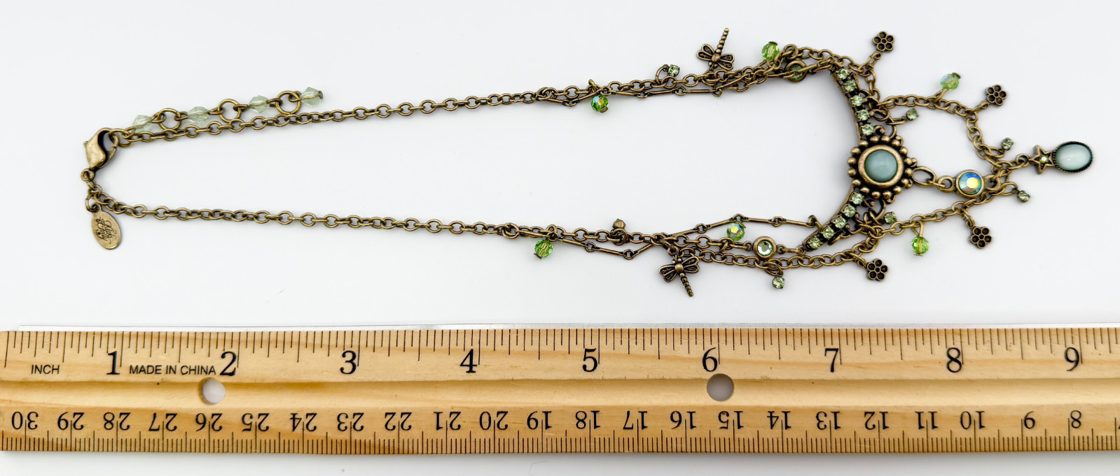 Kirks Folly Sky Blue Moonstone Blue Green Rhinestone Layered Dragonfly Necklace