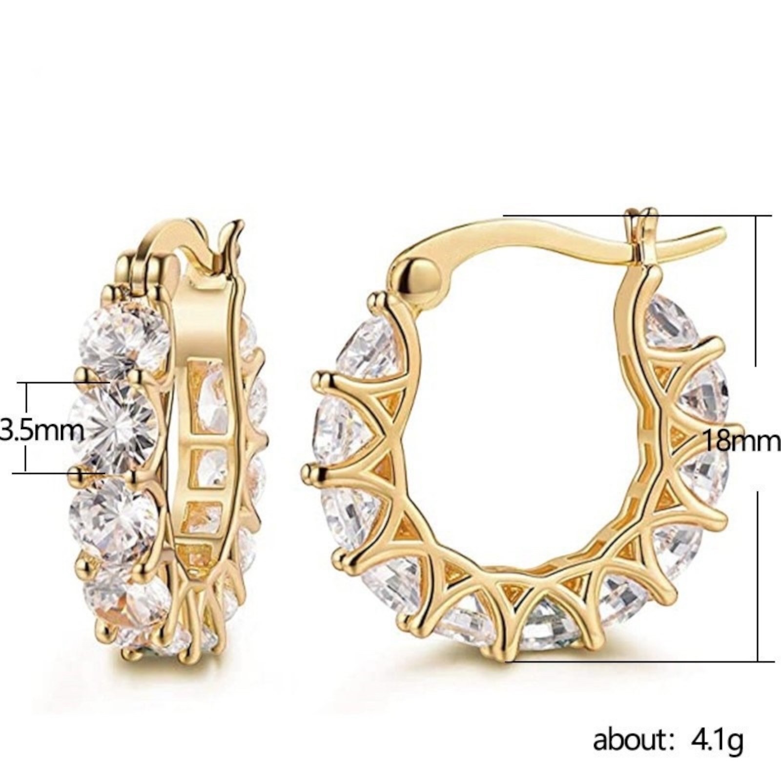 Gold, Silver Plated Hoop Earrings With Cubic Zirconia Unisex, Women, Men A31