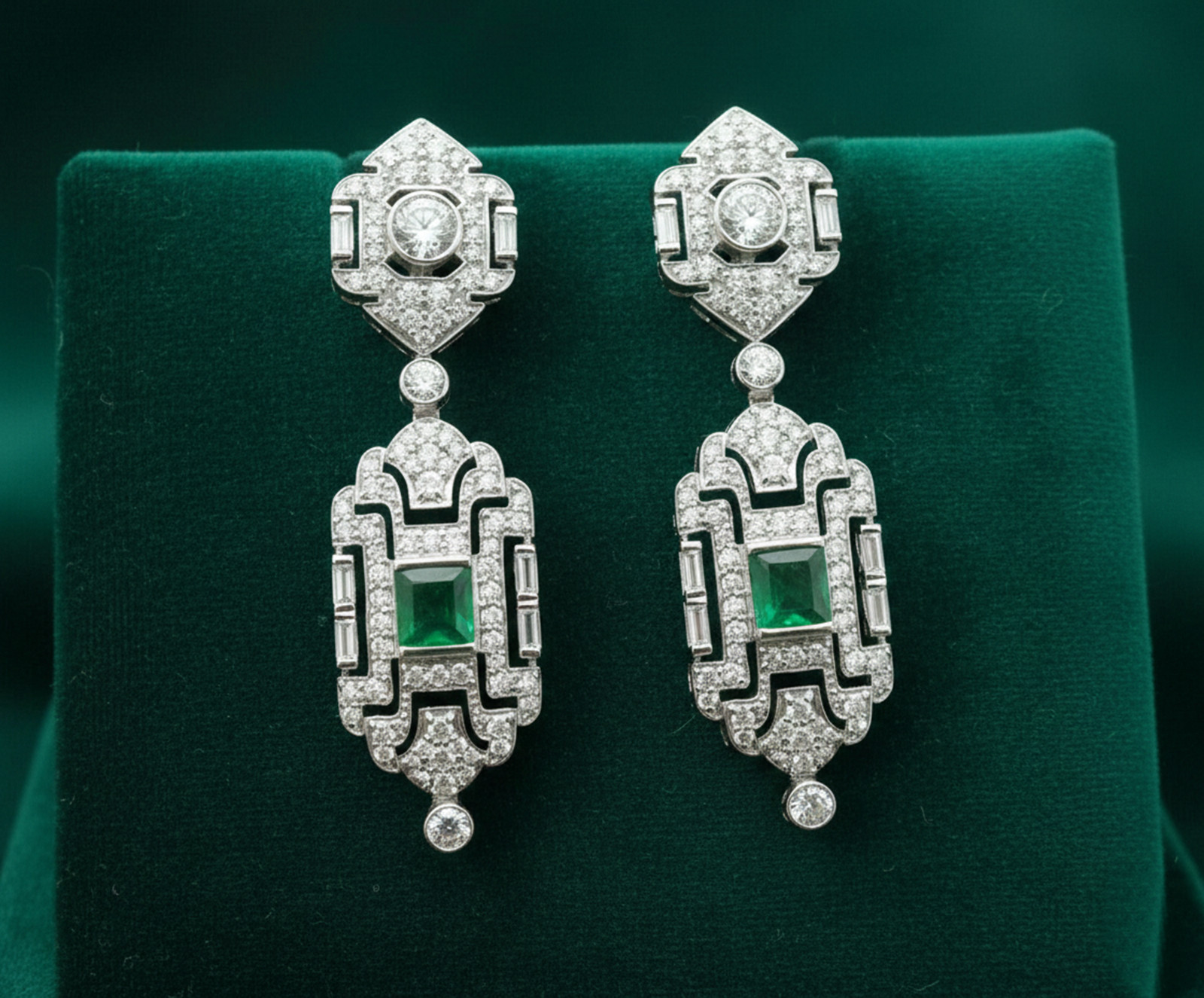 Green Princess Simulated Diamond 14K Gold Edwardian Wedding Dangle Drop Earrings