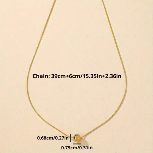 Small Round Pendant Necklace Durable Titanium Steel Golden Color