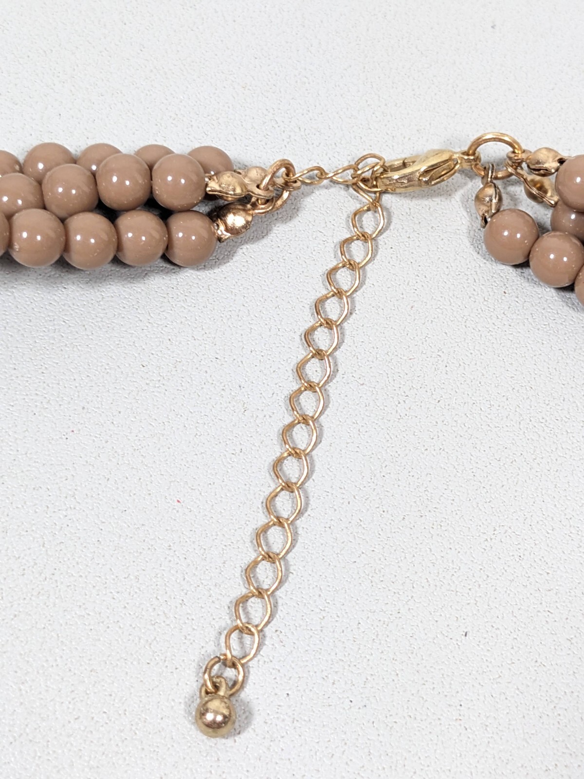 Coastal Brown Beige Acrylic Bead Triple Strand Layered Statement Necklace 21 in