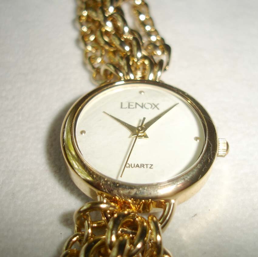 Lenox Goldplate Wrap Around Watch & 3-Strand Detachable Bracelet 2 PC. NEW Boxed