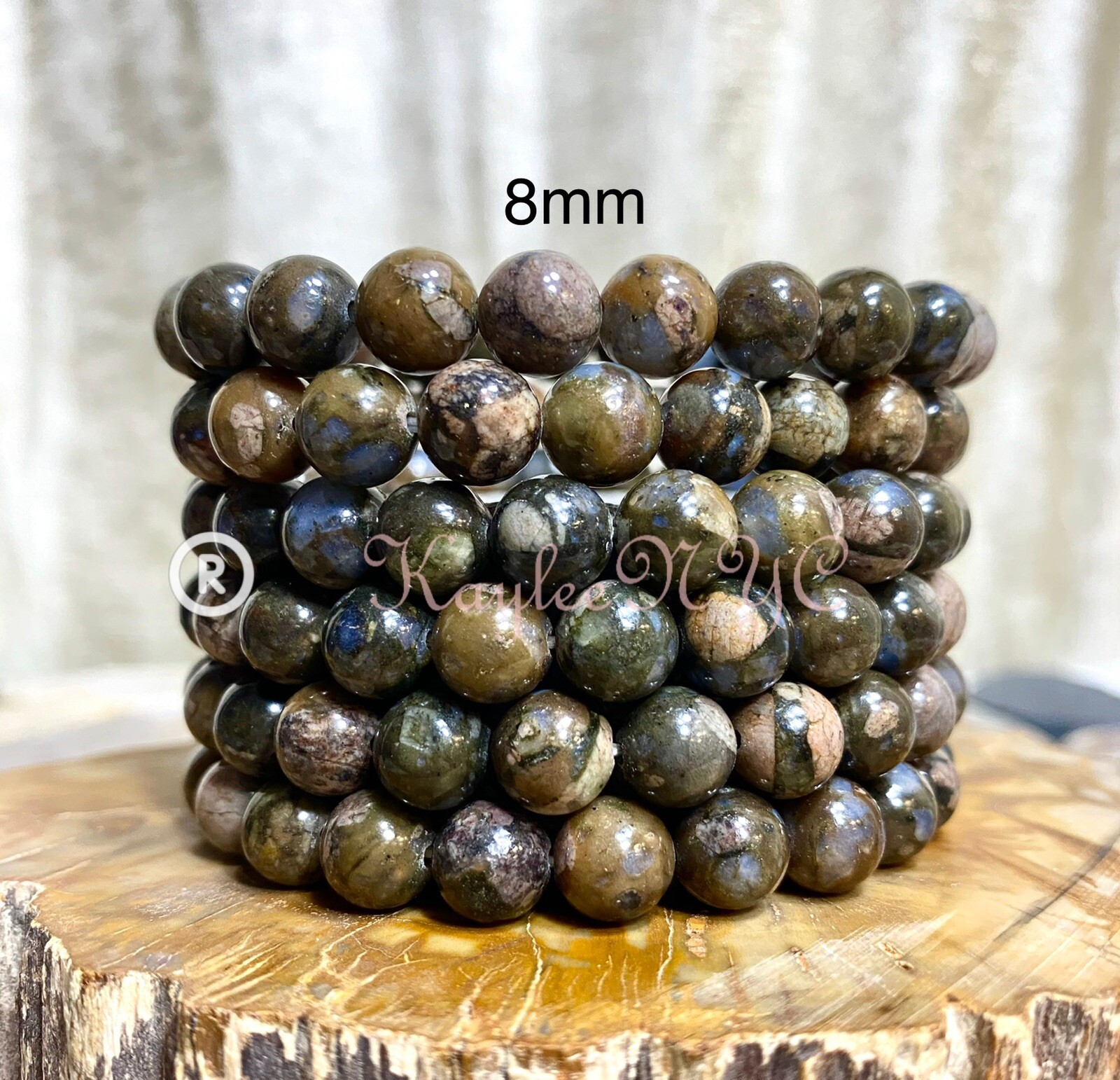 Wholesale Lot 6 Pcs Natural Que Sera 8mm 7.5” Crystal Healing Stretch Bracelet