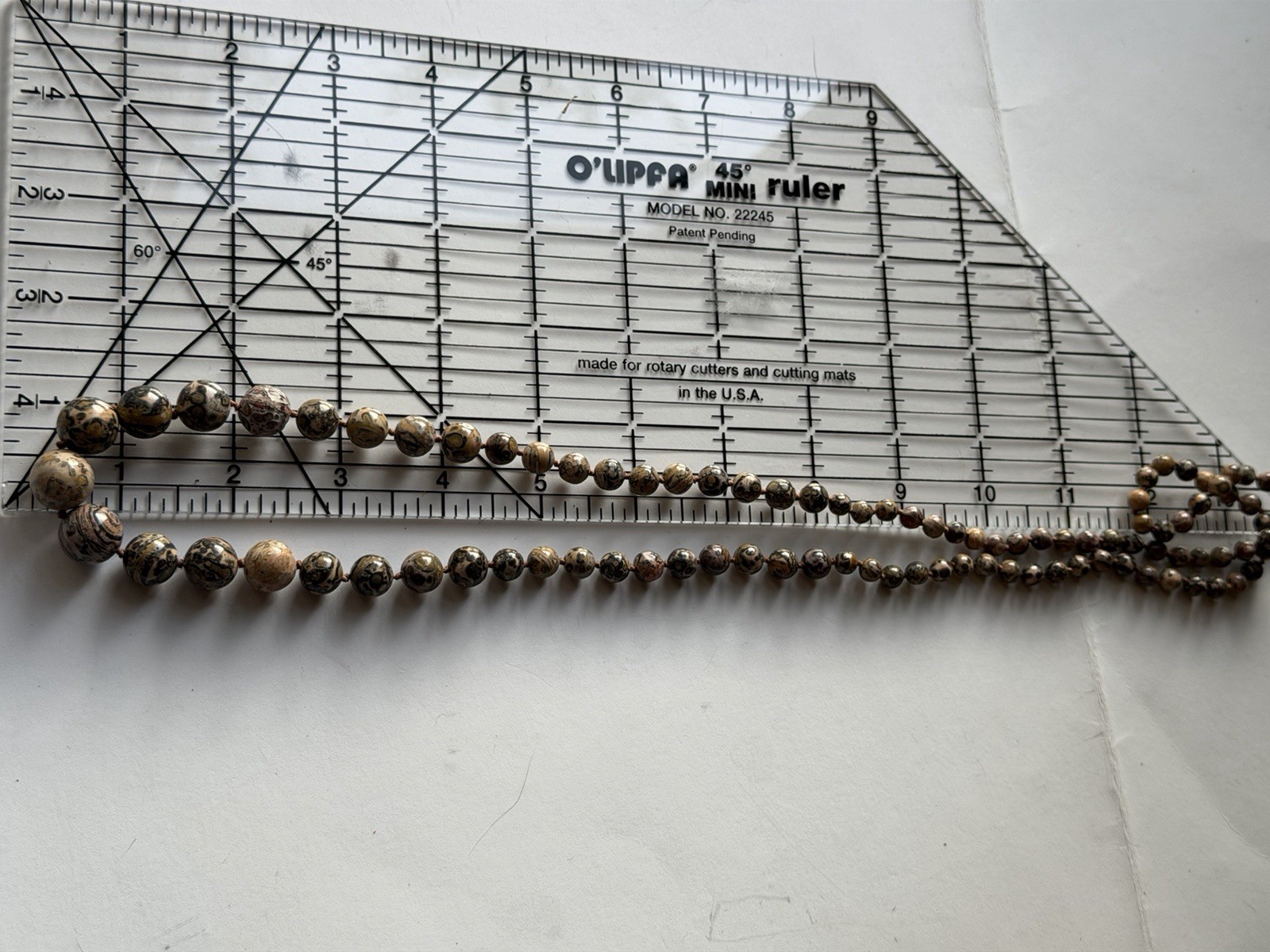 Leopard Skin Jasper Graduated Bead Extra Long Endless Necklace 60” Boho