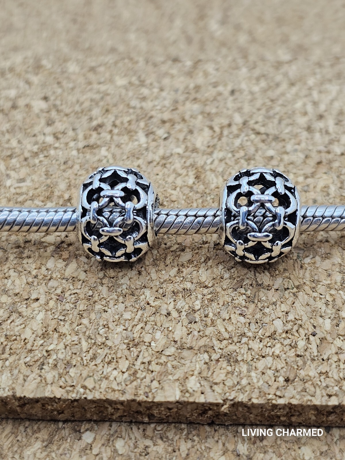 2 Authentic Chain Link Silver Spacer European Charm Beads