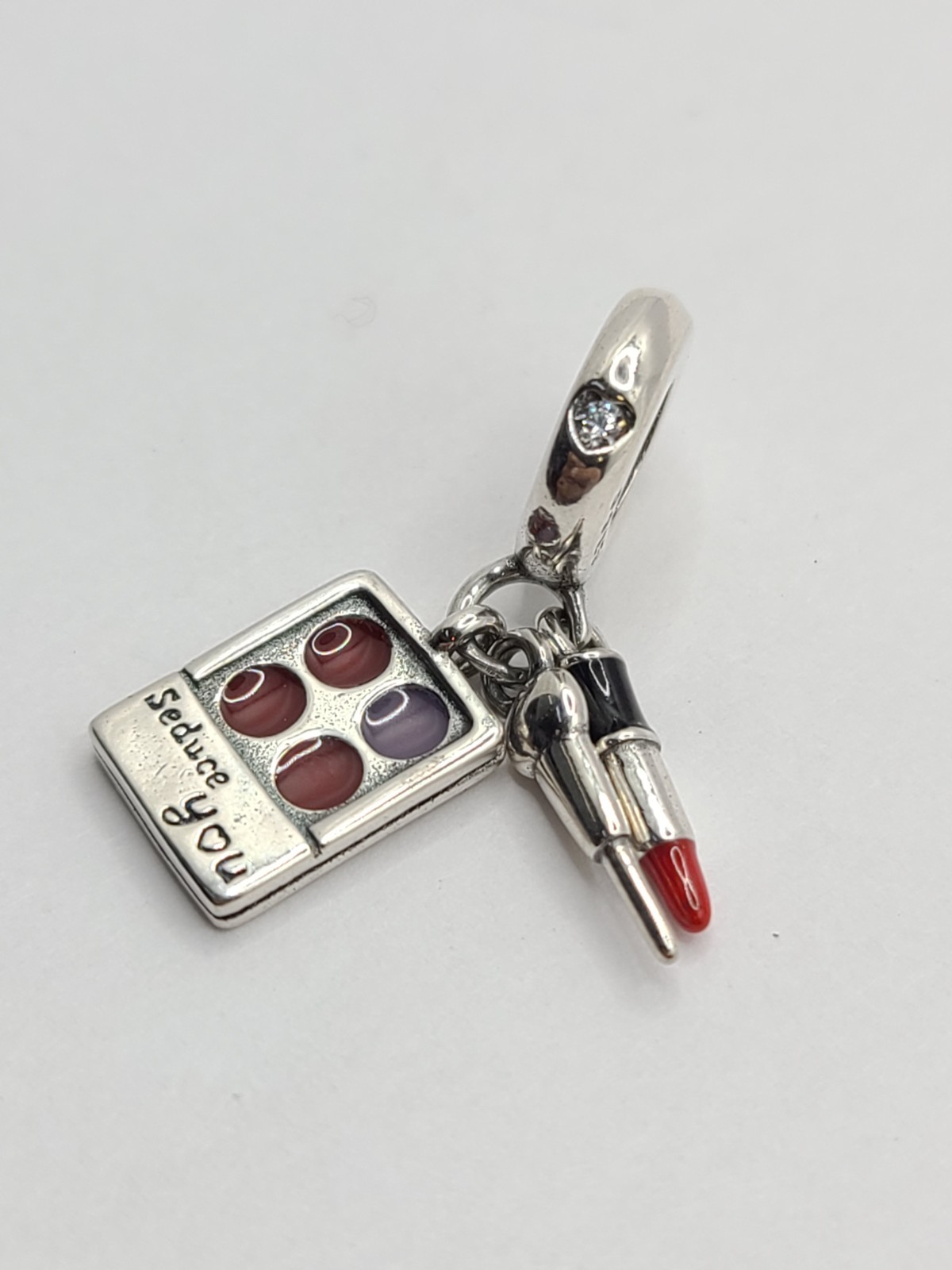 Sterling Silver 925 Makeup Lipstick Palette Charm For Bracelet Or Necklace