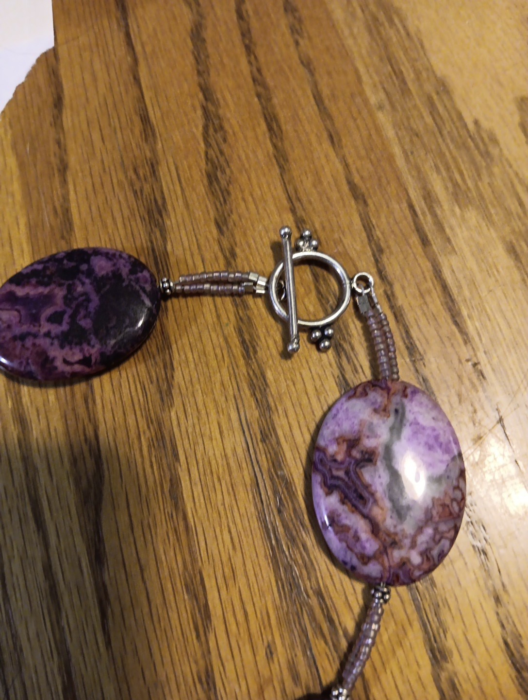 Purple Stone Necklace. 23 In Long