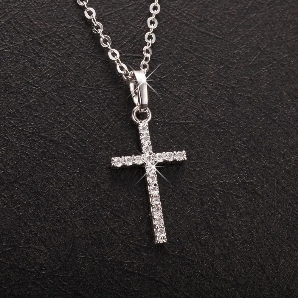 Simple Silver Gold Plated Cross Pendant Necklace Women Men’s Jewelry Gift