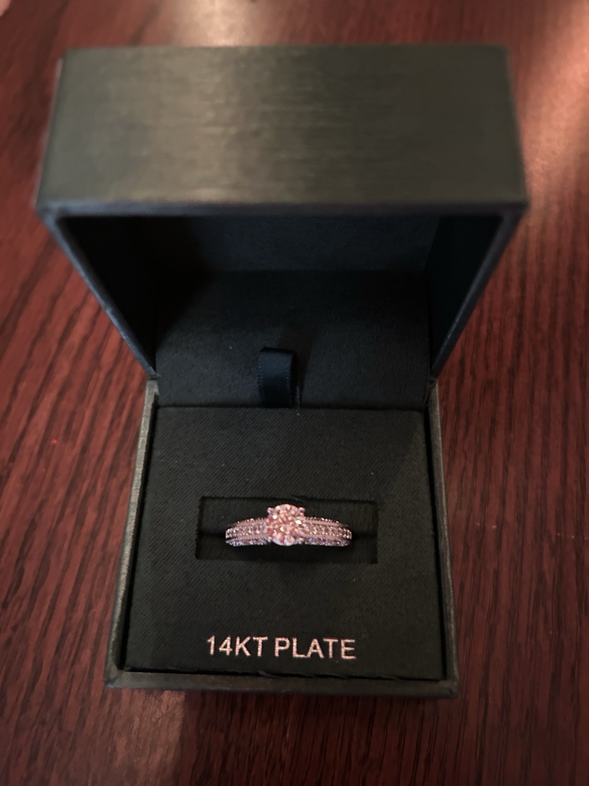 14KT Plate Cubic Zirconia Prong Set Band Ring