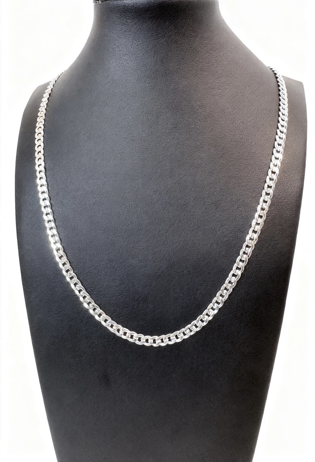 5mm Concave Cuban Link Chain 24″ 925 Silver Plated Bold Unisex Necklace