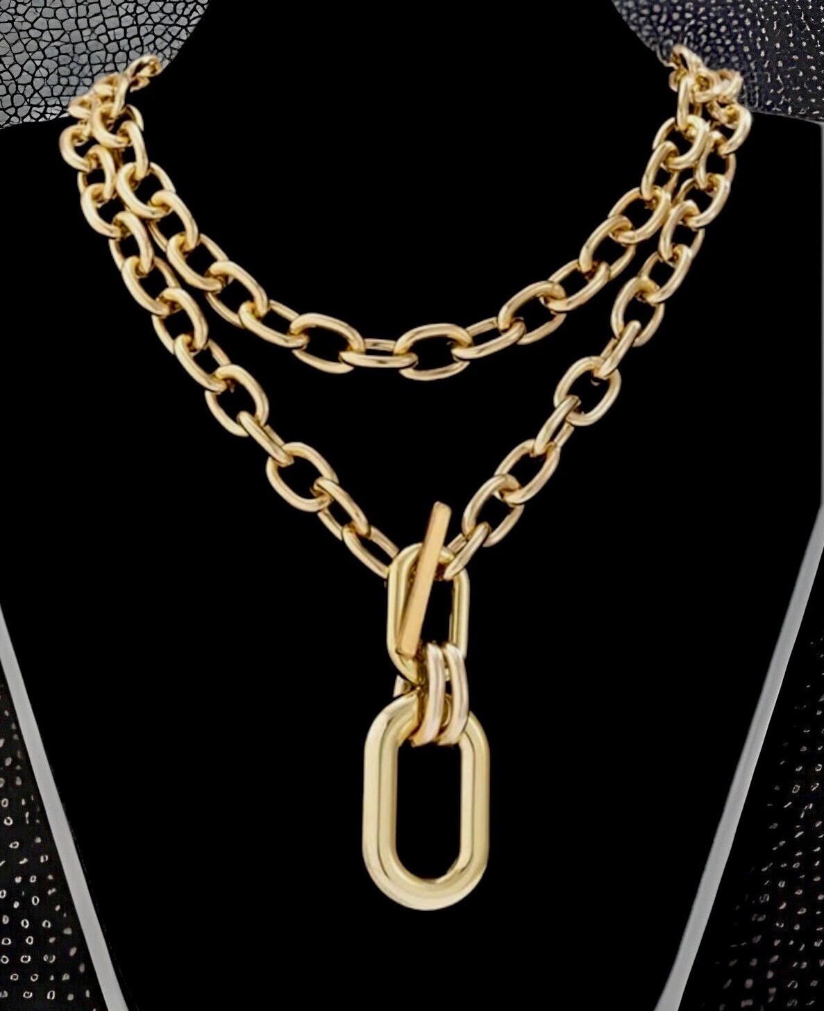 Chain Necklace Zara Pendant Hip Hop Gold Y2K Layered Link Punk Ring Toggle Thick