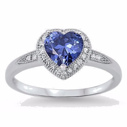 USA Seller Heart Ring Sterling Silver 925 Best Jewelry Gift Selectable Tanzanite