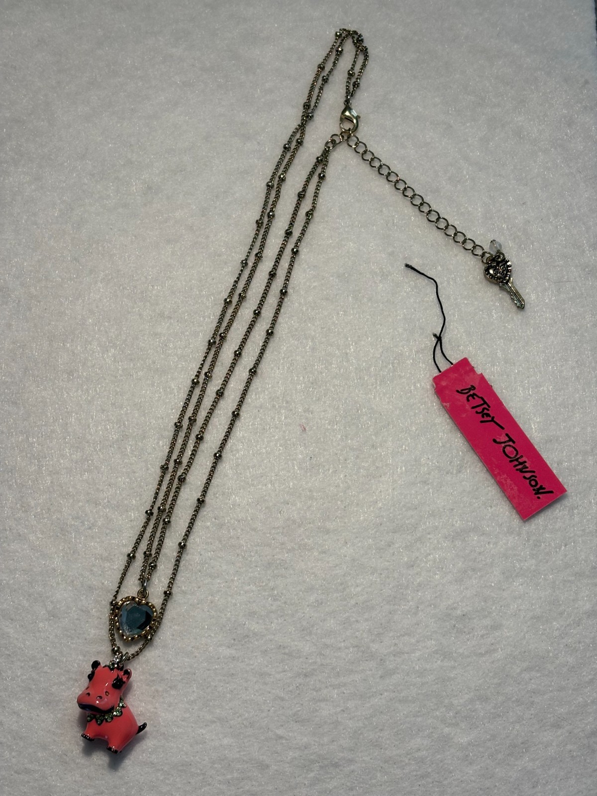 Betsey Johnson Zoo Animals Hippo Double Strand Necklace